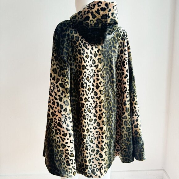 Vintage Reversible Animal Print Black Nylon Cape w hood  OS - Picture 5 of 8